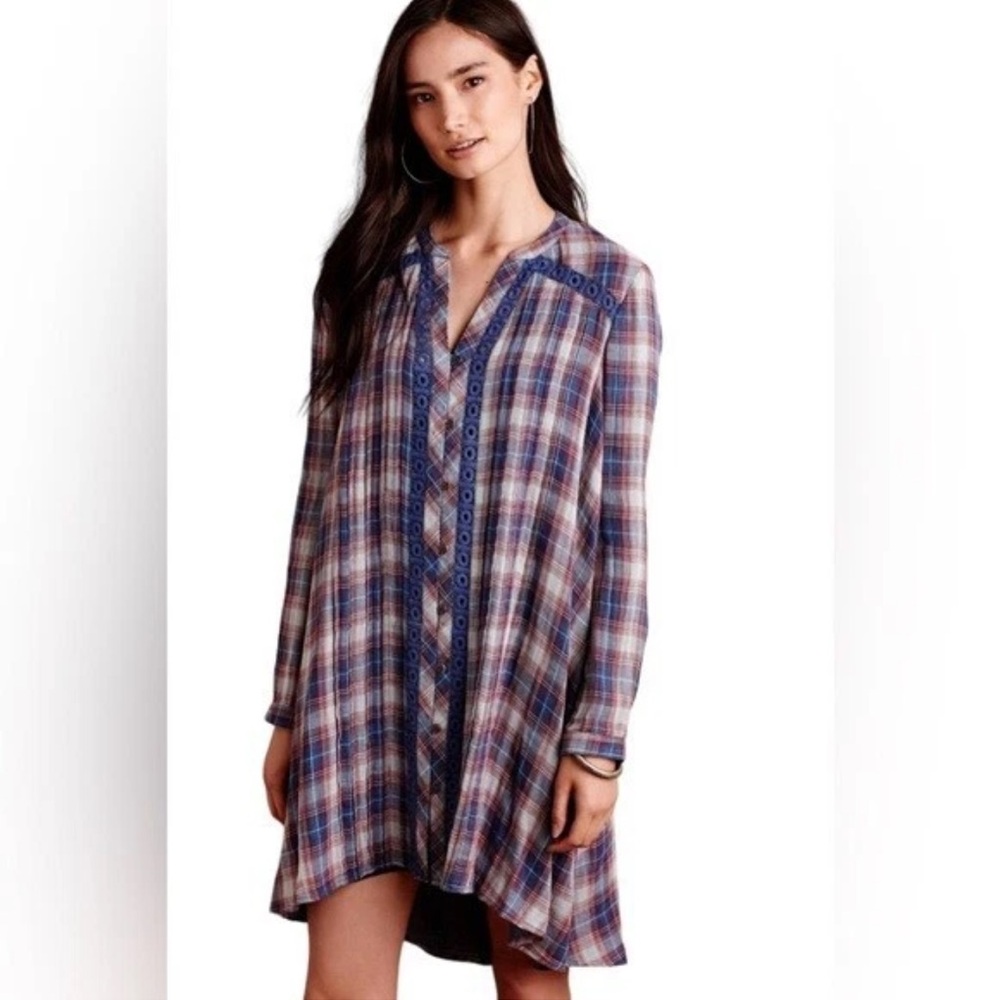 Holding Horses Anthropologie Abita Plaid Long Sleeve Dress